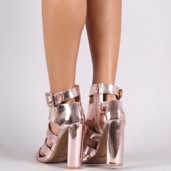 Strappy Metallic Heels in Rose Gold - Picture 8 of 8